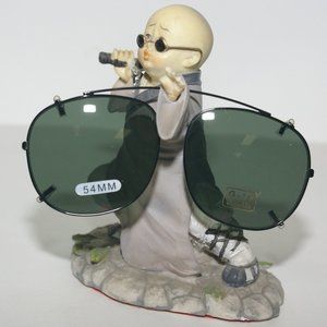 (NWT) Vintage 90's Small Square Shape Nickel Silver Clip-On (54mm) (S.Black)